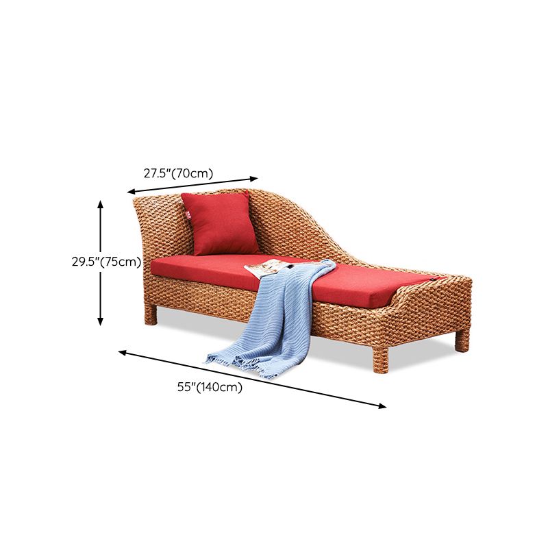 Sillón Chaise Lounge de ratán Chaise tapizado con un brazo