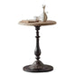 Mesa de centro individual con pedestal de metal redondo de madera maciza francesa
