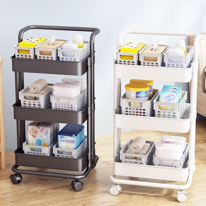 Modern Metal Frame Etagere Bookshelf White and Black Bookcase with Caster Wheels Clearhalo 'Bookcases' 'furn' 'furn_bookcases' 'Furniture' 'Office Furniture' 1200x1200_1b648eaf-e0e2-489a-b718-e52ac7b92451