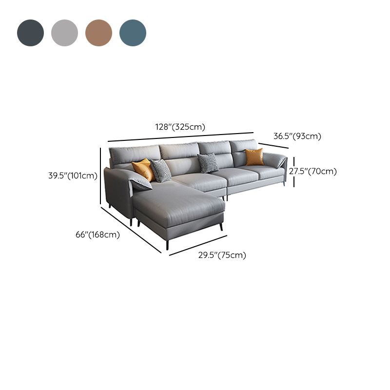 Nordic Cushions Stationary Sectional Faux Leather Living Room Pillow Top Arm Seating