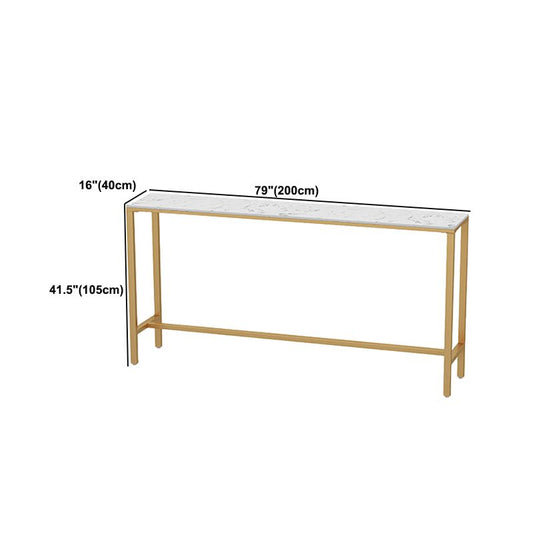 Glam Style Bar Table White Top Faux Marble Bar Dining Room Table Clearhalo 'Bar Furniture' 'Bar Tables' 'bar_tables' 'furn' 'furn_bar_tables' 'Furniture' 'Kitchen & Dining Furniture' 1200x1200_1b64e5c2-a86a-4d0d-95cd-bab5bbeb3456