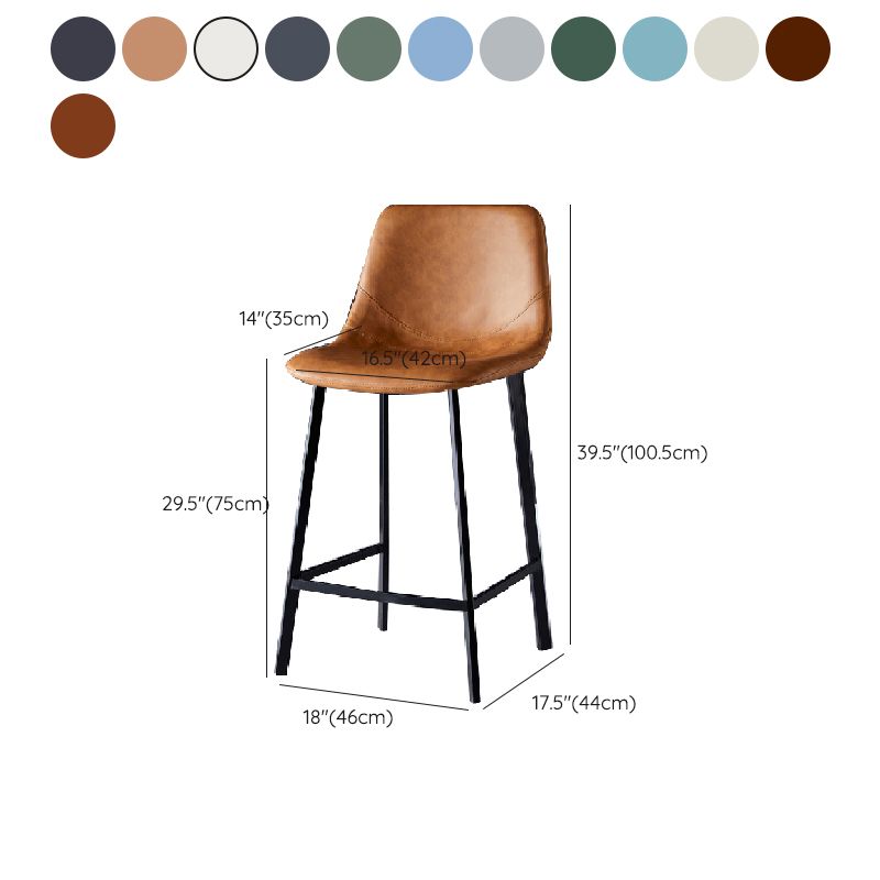 Contemporary Counter Stool Faux Leather Living Room Bar Stool with Metal Legs Clearhalo 'Bar Furniture' 'Bar Stools' 'bar_stools' 'furn' 'furn_bar_stools' 'Furniture' 'Kitchen & Dining Furniture' 1200x1200_1b6514ed-c0d5-4473-807e-269dffe6a853