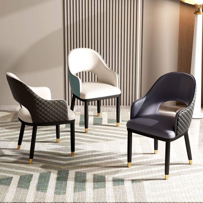 Scandinavian Open Back Arm Dining Chairs Faux Leather Side Chair Clearhalo ' kitchen&dining_furn' 'Dining Chairs' 'Dining Tables & Seating' 'dining_chair' 'furn' 'furn_dining_chair' 'Furniture' 'furniture_dining_chair' 'Kitchen & Dining Furniture' 'kitchen' 1200x1200_1b65c00f-7832-4646-b04b-bc3dad6fd944