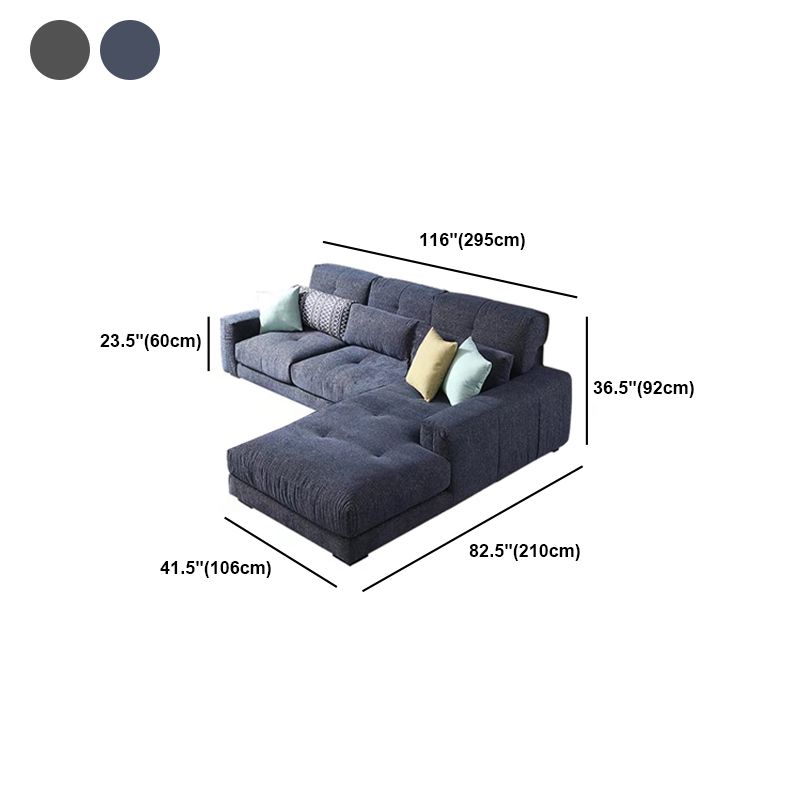 34.2"H Modern Cotton Blend Square Arm Sofa & Chaise for Living Room