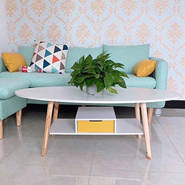 Minimalistic Single Coffee Table Wood Contemporary Cocktail Table with Shelf Clearhalo 'Coffee & Accent Tables' 'Coffee Tables' 'coffee_tables' 'furn' 'furn_coffee_tables' 'Furniture' 'Living Room Furniture' 1200x1200_1b68c2e0-9962-4f32-87e9-b49c62c1ef9e