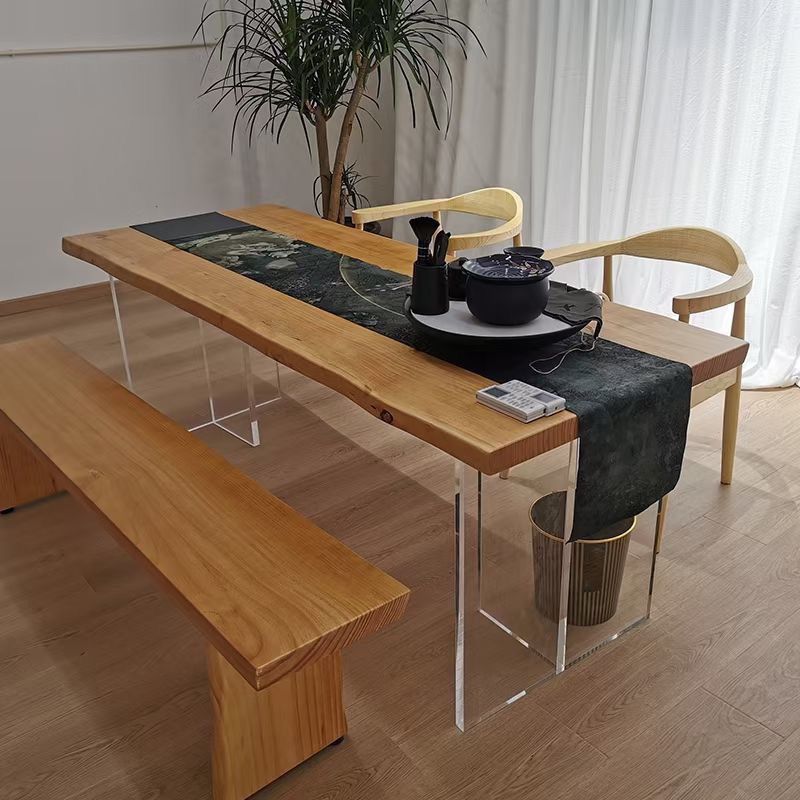 Solid Wood Top Dining Table Rectangle Pine Wood Table with Sled Base Clearhalo 'Dining Tables & Seating' 'Dining Tables' 'dining_table' 'furn' 'furn_dining_table' 'Furniture' 'furniture_dining_table' 'Kitchen & Dining Furniture' 'kitchen' 'kitchen_dining_table' 1200x1200_1b697db8-dcab-4668-857b-040eb8e99203