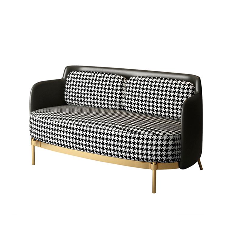 Zeitgenössisches Kunstleder und Leinensofa abgenähter Arm Standard -Sofa