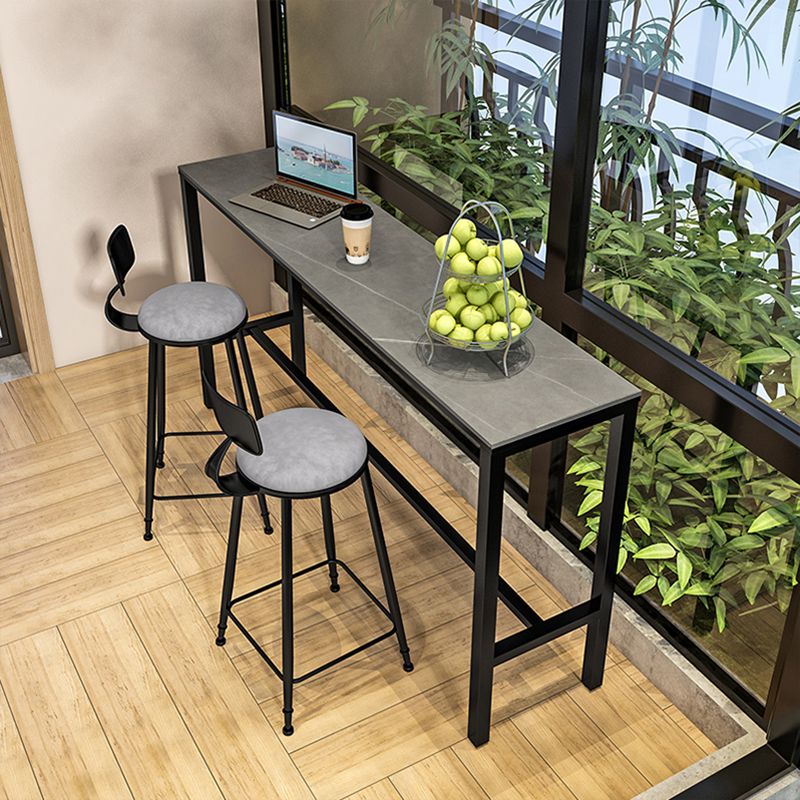 Black Trestle Cocktail Bar Table Rectangle Footrest Indoor Bar Wine Table (only table) Clearhalo 'Bar Furniture' 'Bar Tables' 'bar_tables' 'Furniture' 'furniture_bar_tables' 'Kitchen & Dining Furniture' 'kitchen&dining_furn' 'kitchen' 1200x1200_1b69e5e4-b87c-4f57-9dfb-c62f0164ed34