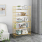 Glam Antique Finish Shelf Bookcase Metal Frame Bookshelf with Rectangular Shelves