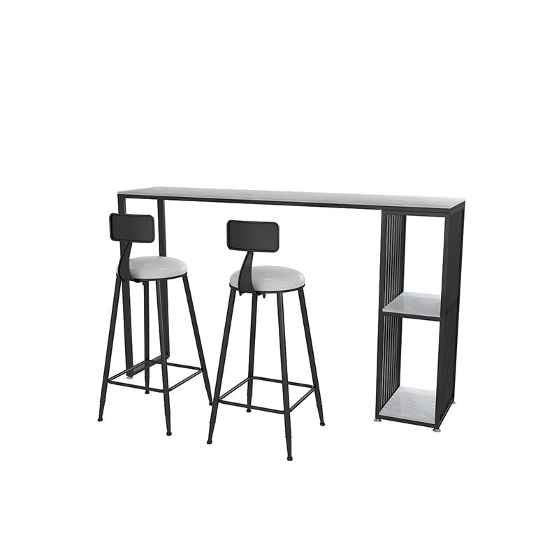 Modern Bar Table Set 1/3 Pieces Faux Marble Rectangle Bistro Set for Indoor