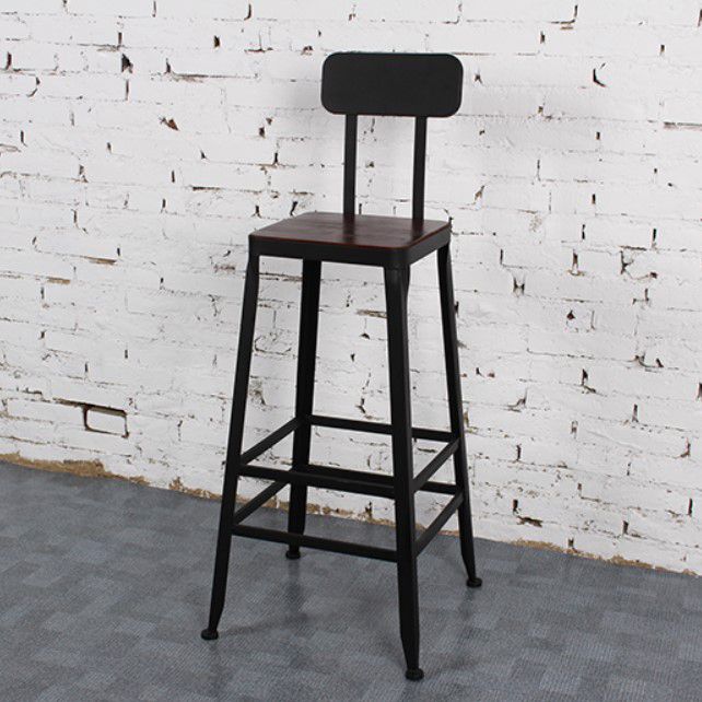 Dining Room Industrial Style Wood Barstool Iron 4 Legs Bar Stool with Pedal Clearhalo 'Bar Furniture' 'Bar Stools' 'bar_stools' 'furn' 'furn_bar_stools' 'Furniture' 'Kitchen & Dining Furniture' 1200x1200_1b6bcd5b-95be-40ad-88fc-47397e9811e3