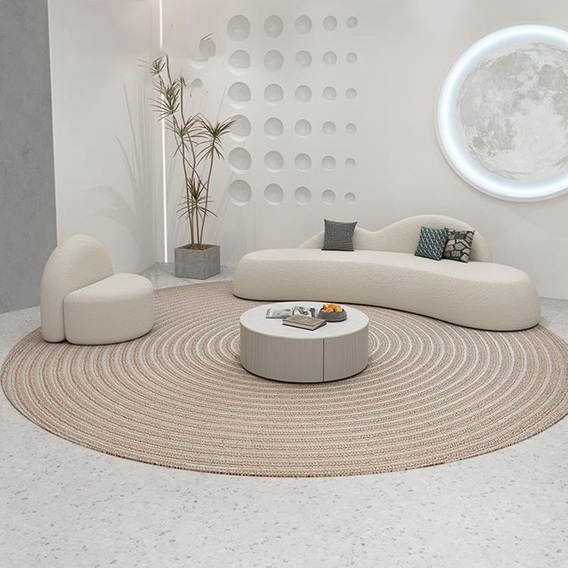 Contemporary Camel Back Armless Settee Fabric Curved Sofa in White