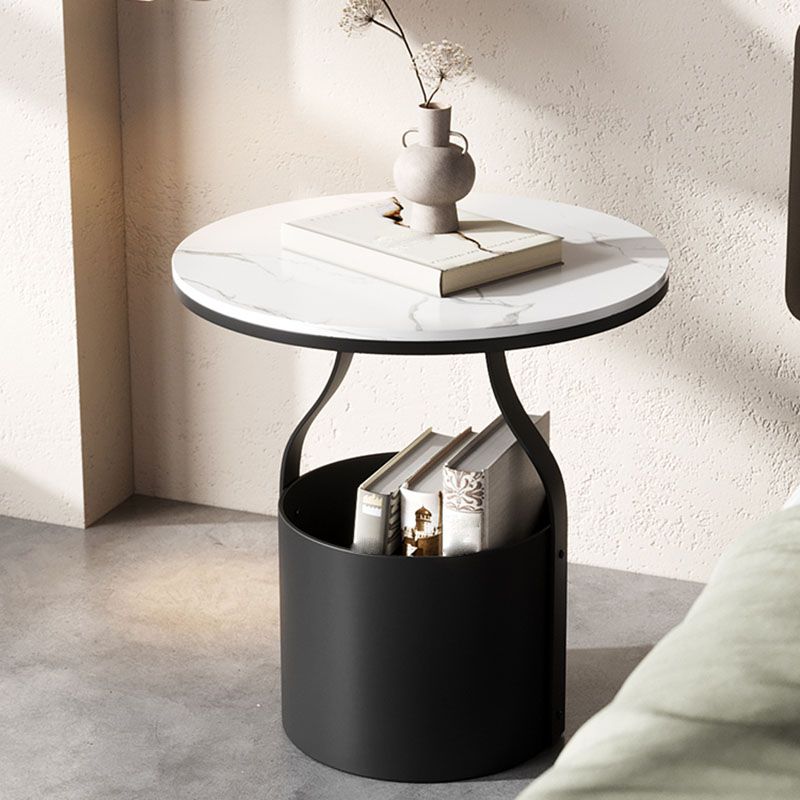 Cabinet de chevet de rangement ouvert contemporain Stone Accent Table Table table de nuit pour chambre à coucher