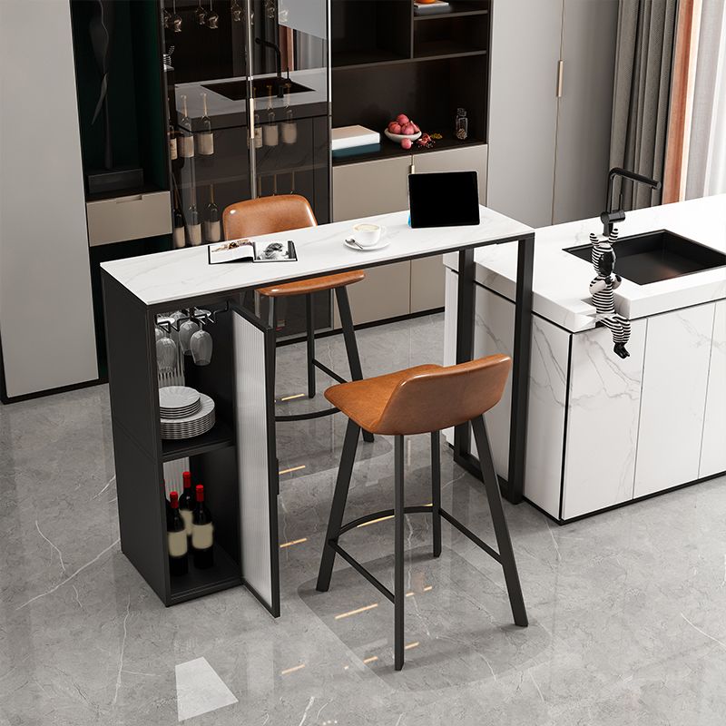 Set tavolo da bar moderno Tavolo da bar rettangolare in pietra da 1/2/3 pezzi con sgabelli imbottiti