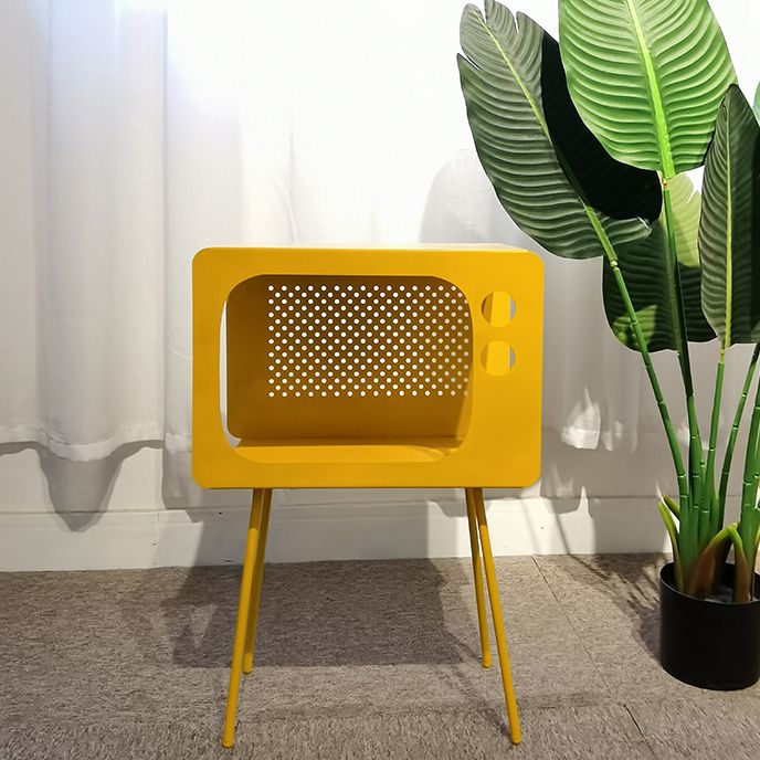 Medieval Modern Style Rectangular Metal Table Can Store 4 Legs Side Table