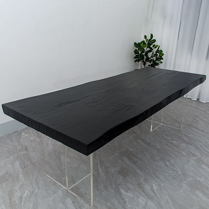 Modern Rectangle Dining Table Black Pine Solid Wood Top Dining Site Table Clearhalo 'Dining Tables & Seating' 'Dining Tables' 'dining_table' 'furn' 'furn_dining_table' 'Furniture' 'furniture_dining_table' 'Kitchen & Dining Furniture' 1200x1200_1b7289ff-b360-41a7-8ad8-e24e8d541429