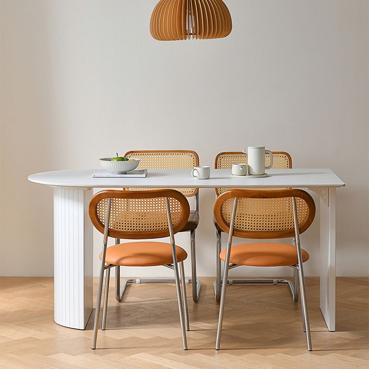 Tavolo da pranzo moderno in pietra Tavolo con doppio piedistallo per sala da pranzo