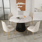 Glam Stone Dining Table Round Iron Table with Pedestal Casual Base Clearhalo 'Dining Tables & Seating' 'Dining Tables' 'dining_table' 'furn' 'furn_dining_table' 'Furniture' 'furniture_dining_table' 'Kitchen & Dining Furniture' 'kitchen' 'kitchen_dining_table' 1200x1200_1b76c670-296a-40c0-b97a-bc0ad7c1e907