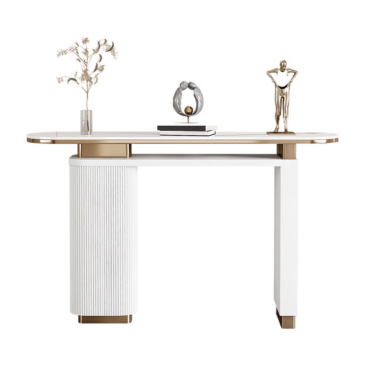Console ovale in pietra Tavola 33,46 "Accento bianco alto per Hall