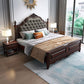 Rubberwood Traditional Panel Bed 62.59" High Brown Bed with Upholstered Headboard Clearhalo 'Bedroom Furniture' 'Beds' 'furn' 'furn_beds' 'Furniture' 1200x1200_1b77ffab-6c71-43ed-8b56-b0a579729f56