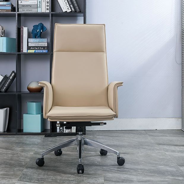 High Back Leather Swivel Office Chair with Chrome Arms Upholstered Task Chair Clearhalo 'furn' 'furn_office_chair' 'Furniture' 'Office Chairs' 'Office Furniture' 'office_chair' 1200x1200_1b781097-50b6-4bc3-97f7-43976e404ddd