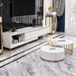 Glam – console sur pied en verre, tiroirs inclus, console multimédia avec pieds