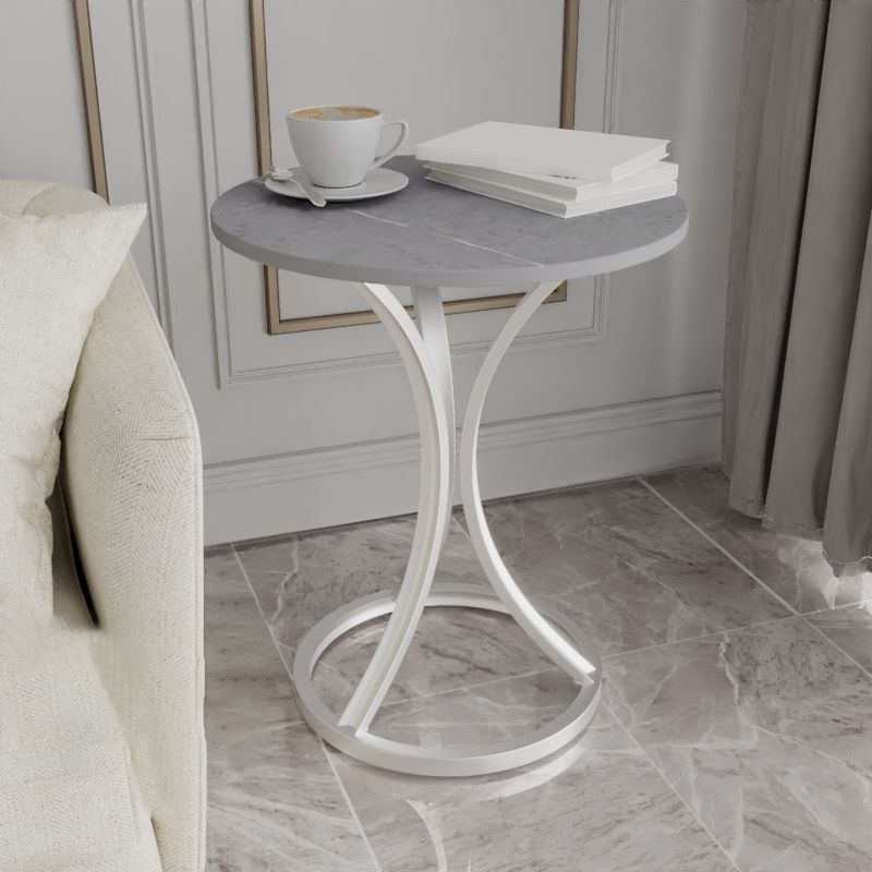 モダンスレートラウンドサイドエンドテーブルフレームベースタイプソファテーブル