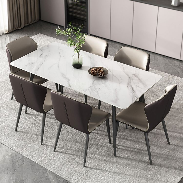 Sintered Stone Top Dining Table Rectangle Table with Metal Base and 4 Legs Clearhalo ' dining_table' 'Dining Tables & Seating' 'Dining Tables' 'furn' 'furn_dining_table' 'Furniture' 'furniture_dining_table' 'Kitchen & Dining Furniture' 'kitchen&dining_furn' 'kitchen' 'kitchen_dining_table' 1200x1200_1b7b7040-eaa9-4656-9107-05e9023ab648