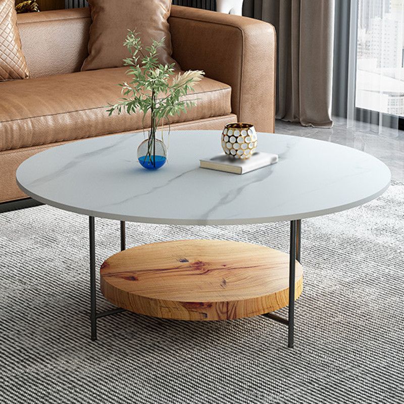 15.7 " H 4-Leg Metal Base Solid Color Round Slate Coffee Table For Living Room Clearhalo 'Coffee & Accent Tables' 'Coffee Tables' 'coffee_tables' 'furn' 'furn_coffee_tables' 'Furniture' 'furniture_coffee_tables' 'Living Room Furniture' 1200x1200_1b7c1b39-29ee-4216-8b4f-e99a04a042b8
