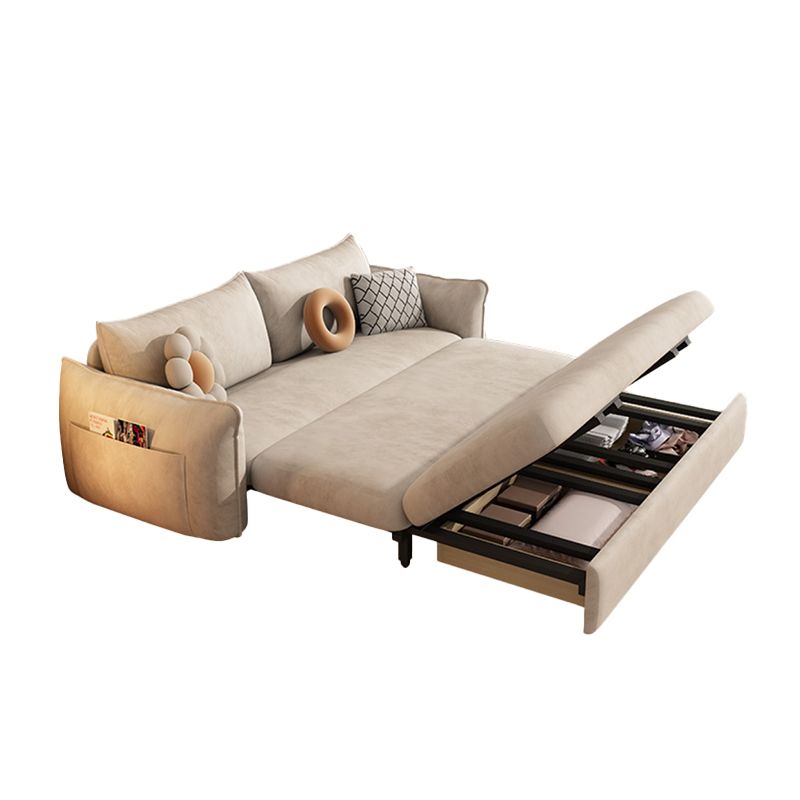 コンバーチブルフェイクレザーコンテンポラリースクエアアームベッドの灰色のセッピー