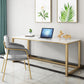 Glam Marble Office Desk 1-plank rechthoekig schrijfbureau met metalen benen
