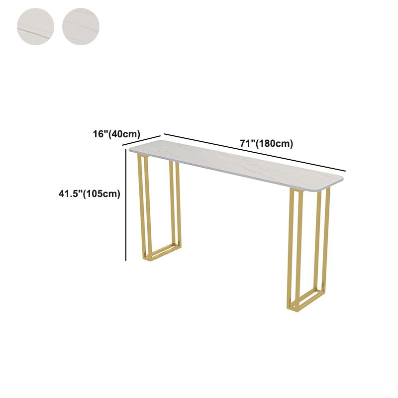 Stone Contemporary Sled Cocktail Bar Table Gold and White Rectangle Counter Table Clearhalo 'Bar Furniture' 'Bar Tables' 'bar_tables' 'furn' 'furn_bar_tables' 'Furniture' 'furniture_bar_tables' 'Kitchen & Dining Furniture' 1200x1200_1b8431cd-454a-4cfc-8a99-eab9dcb50585