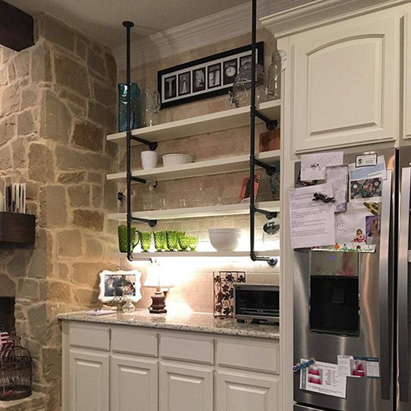 Metal and Wooden Shelf Bookcase Wall Mounted Shelves Included Bookshelf for Home