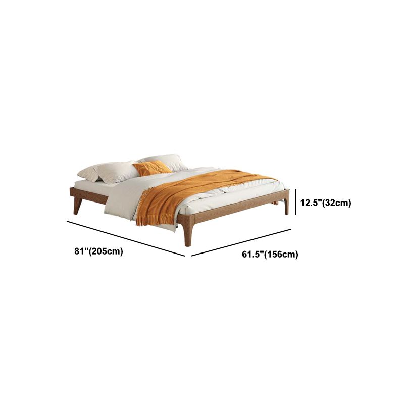 Ash Standard Bed Brown 12.59" High Bed Without Headboard, Mid-Century Modern Style