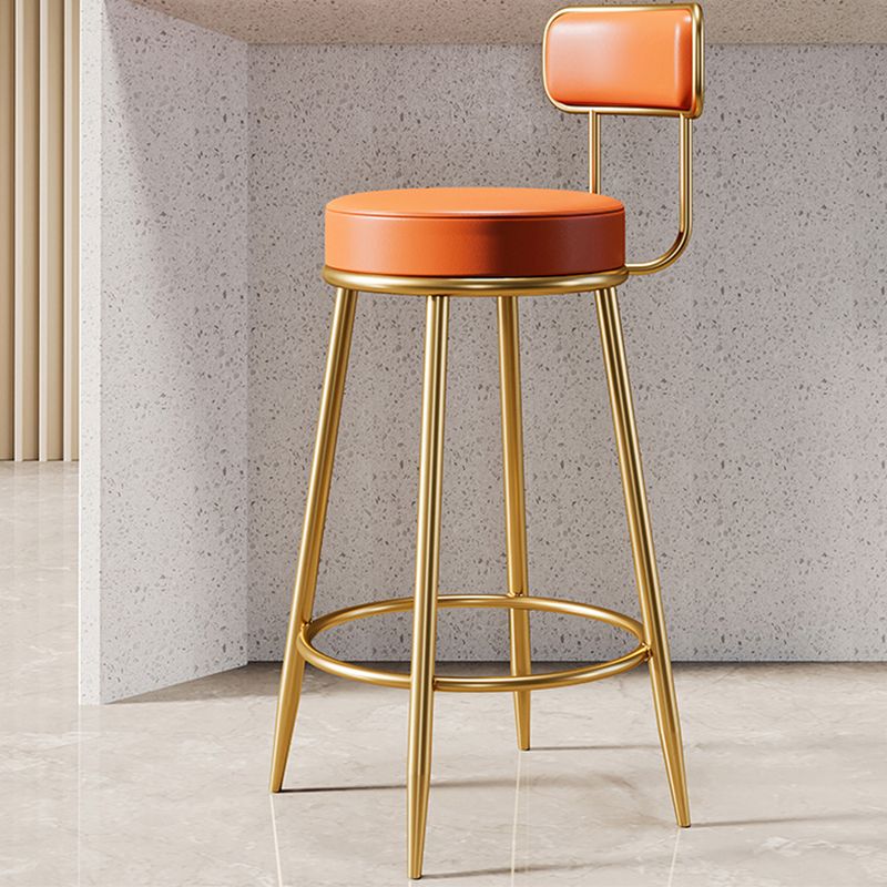 Glam Armless Backrest Counter Stool Iron Counter Stool with Cushion and Pedal Clearhalo 'Bar Furniture' 'Bar Stools' 'bar_stools' 'furn' 'furn_bar_stools' 'Furniture' 'Kitchen & Dining Furniture' 1200x1200_1b867556-39f7-4fa8-b76b-fc14552b0f47