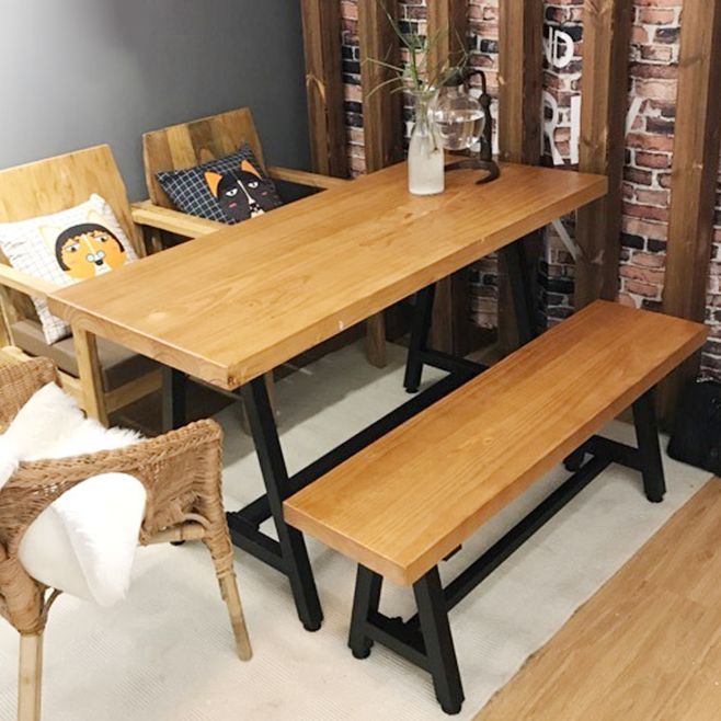 Rectangle Wood Color Dining Table Solid Wood Table Industrial with Trestle Base Clearhalo ' dining_table' 'Dining Tables & Seating' 'Dining Tables' 'furn' 'furn_dining_table' 'Furniture' 'furniture_dining_table' 'Kitchen & Dining Furniture' 'kitchen&dining_furn' 'kitchen' 'kitchen_dining_table' 1200x1200_1b86da2d-d11a-4e3f-9935-9f5bdb298316