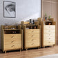 Glam Bedroom Storage Chest Vertical Rubber Wood Chest with Drawers