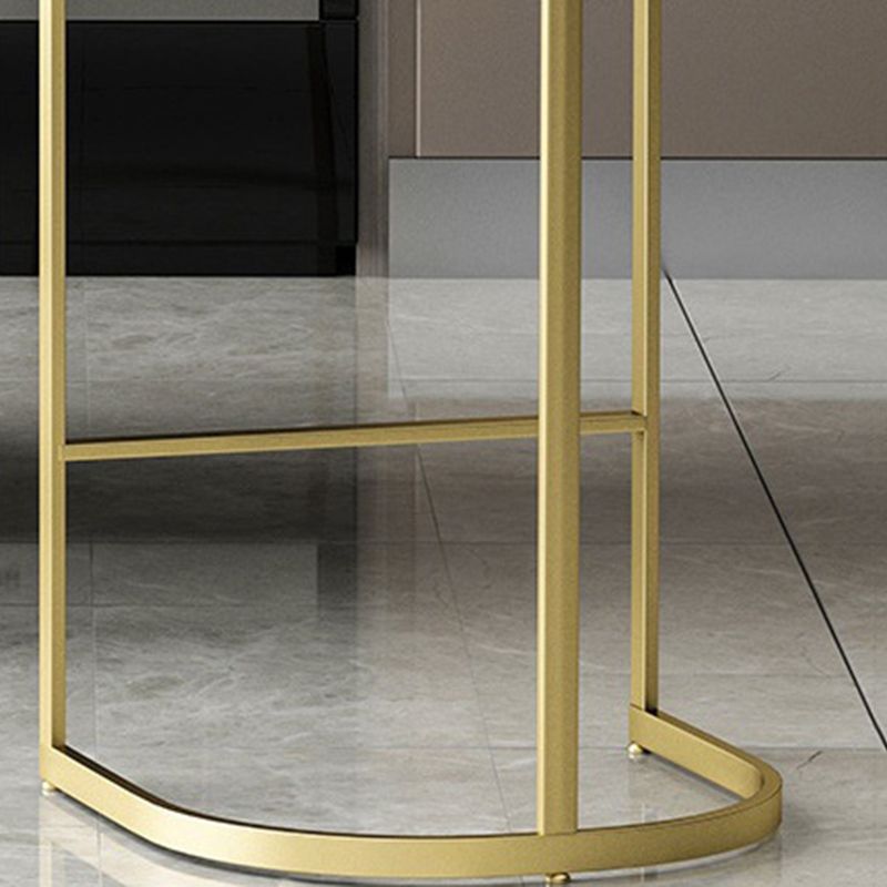 Glam Grey Metal Barstool Faux Cuero Tapato tapizado con base de oro con base de oro