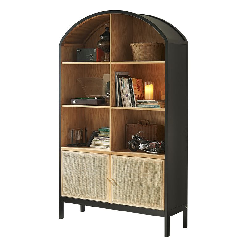 Mid-Century Modern Black Accent Cabinet with 8 Shelves in Solid Wood Clearhalo 'Cabinets & Chests' 'cabinets_chests' 'furn' 'furn_cabinets_chests' 'Furniture' 'Living Room Furniture' 1200x1200_1b898bed-740f-461f-a049-8ca9e3df8b47