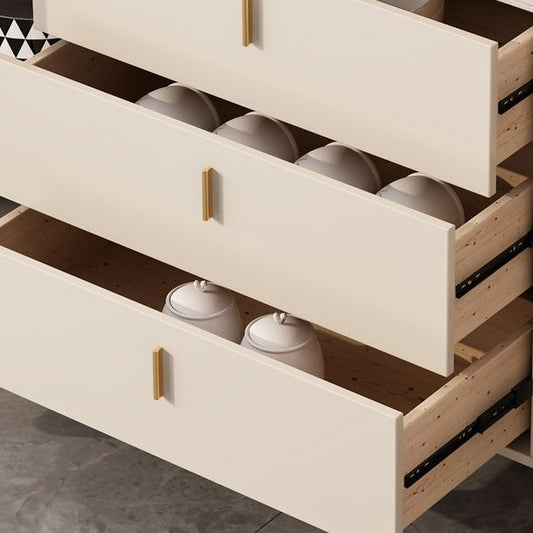 Scheda laterale in legno di credenza in stile glam con armadio e cassetti