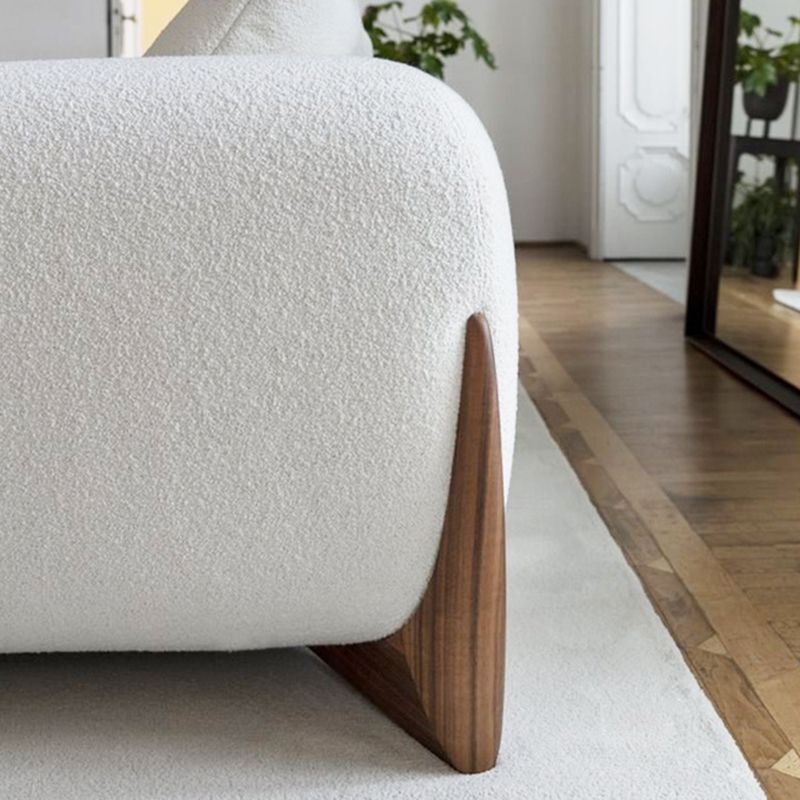 Weißer Smoking -Arm -Sofa modern 27,16 "hohes Sofa mit Holzakzenten