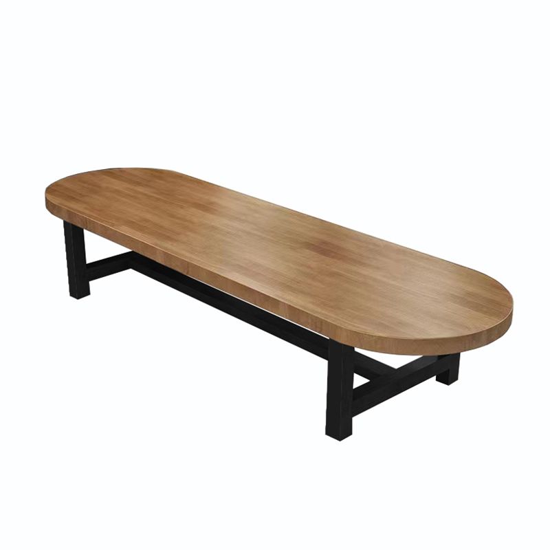 Solid Wood Oval Office Desk 29.53-inch Tall Writing Desk with Iron Legs Clearhalo 'furn' 'furn_office_desk' 'Furniture' 'Office Desks' 'Office Furniture' 'office_desk' 1200x1200_1b8b7314-43d2-4ed8-b778-540cf68f4659