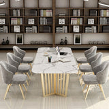 Rectangle Sintered Stone White Dining Table Glam Double Pedestal Table for Dining Room Clearhalo ' dining_table' 'Dining Tables & Seating' 'Dining Tables' 'furn' 'furn_dining_table' 'Furniture' 'furniture_dining_table' 'Kitchen & Dining Furniture' 'kitchen&dining_furn' 'kitchen' 'kitchen_dining_table' 1200x1200_1b8f2f2a-90b6-4819-8471-57dc8aec19b8