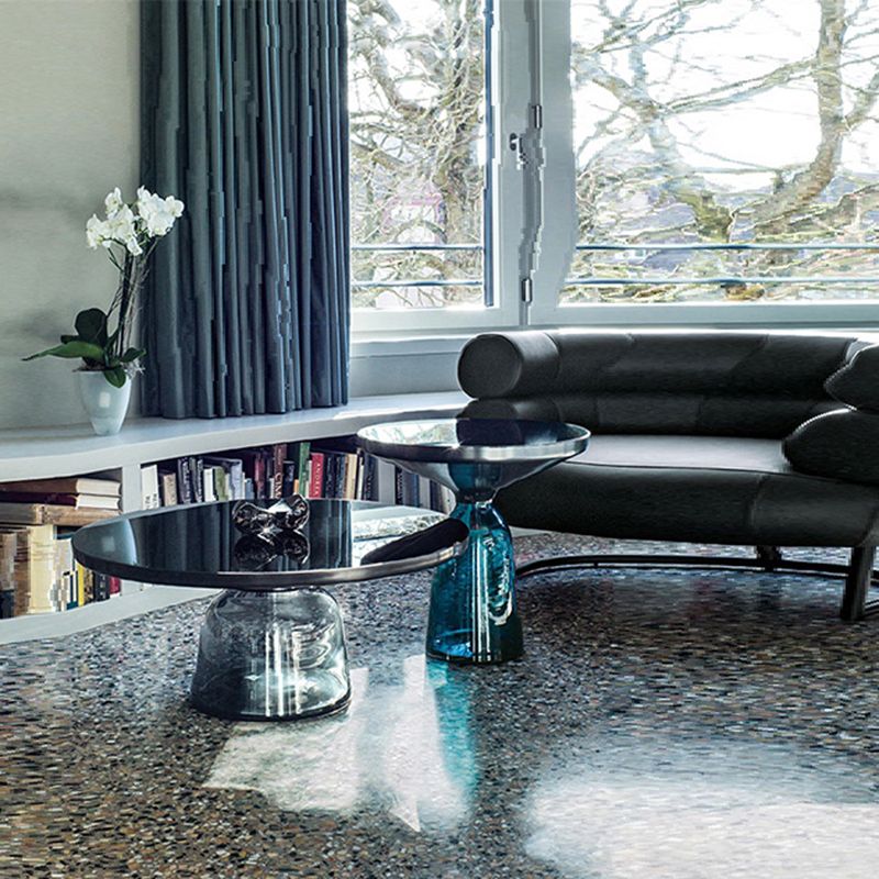 Modern Style Cocktail Table Black Table with Glass Base Round Coffee Table Clearhalo 'Coffee & Accent Tables' 'End & Side Tables' 'end_side_tables' 'furn' 'furn_end_side_tables' 'Furniture' 'Living Room Furniture' 1200x1200_1b9275d1-d03a-4638-8fb5-2b48f3c037b6