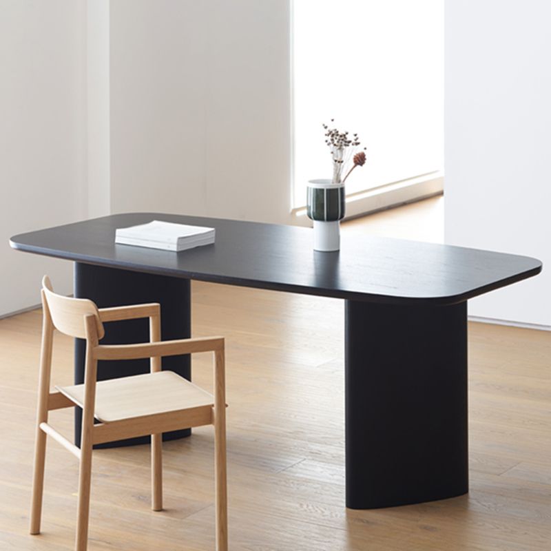 Rectangle Pine Wood Dining Table for Restaurant Modern Table with Double Pedestal Base Clearhalo ' dining_table' 'Dining Tables & Seating' 'Dining Tables' 'furn' 'furn_dining_table' 'Furniture' 'furniture_dining_table' 'Kitchen & Dining Furniture' 'kitchen&dining_furn' 'kitchen' 'kitchen_dining_table' 1200x1200_1b9276c7-f40d-4b82-92aa-c1268fe4c92e