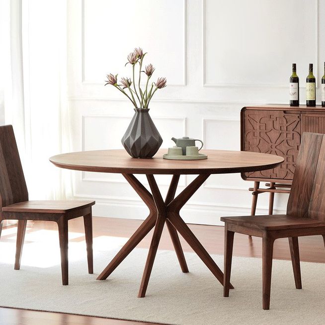 Contemporary Round Dining Table Pine Solid Wood Pedestal Table for Dining Room Kitchen Table Clearhalo ' dining_table' 'Dining Tables & Seating' 'Dining Tables' 'Furniture' 'furniture_dining_table' 'Kitchen & Dining Furniture' 'kitchen&dining_furn' 'kitchen' 'kitchen_dining_table' 1200x1200_1b93f0b6-8b79-4f43-b9de-7b0545f20a5a