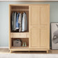 Contemporary Rubberwood Storage Cabinet Sliding Door Cabinet with Legs