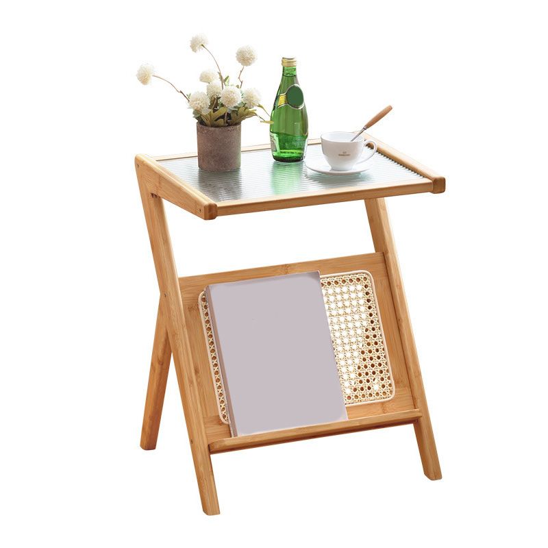 Kreuzbeine Endtisch Glass Top Endtisch mit Regal 21,6 "groß für Wohnzimmer