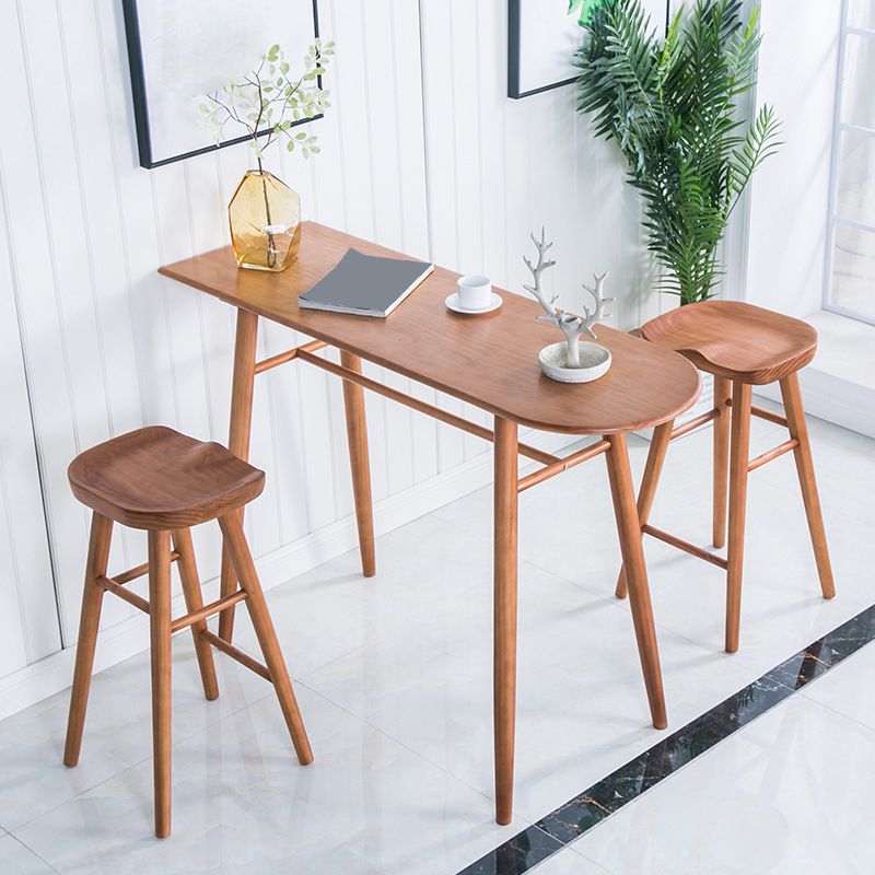 Contemporary Brown Wood Bar Table Free Form Counter Height Table with 4 Legs Clearhalo 'Bar Furniture' 'Bar Tables' 'bar_tables' 'furn' 'furn_bar_tables' 'Furniture' 'Kitchen & Dining Furniture' 1200x1200_1b9d98d3-bd4d-4391-baec-9351b9718d11
