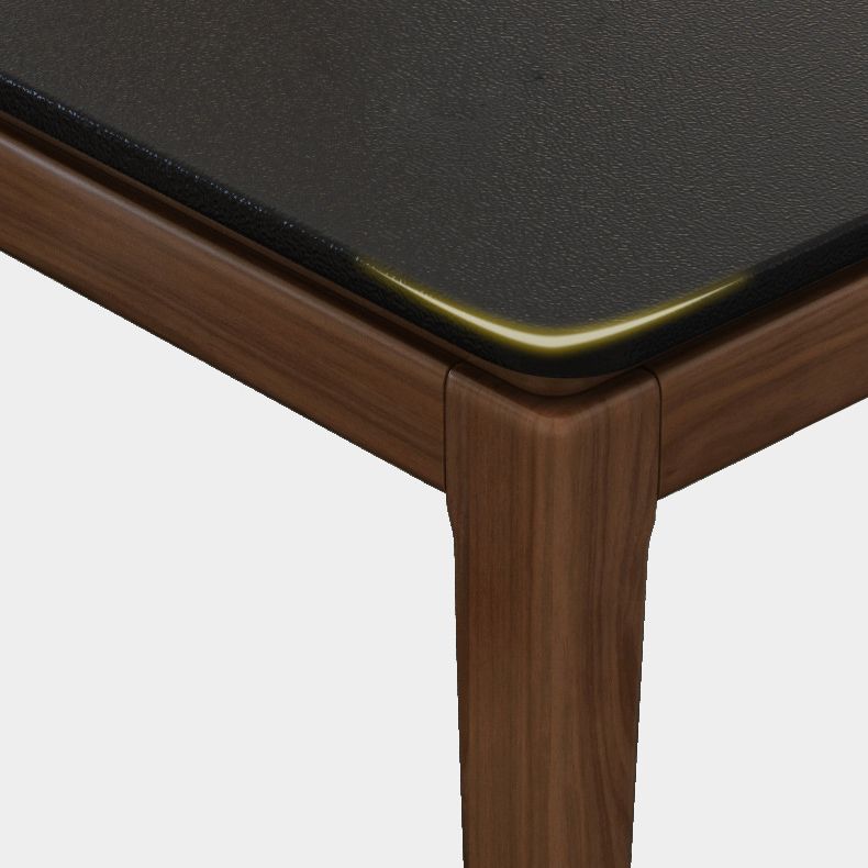 Rectangle Stone Top Table Mid-Century Modern Dining Table with 4 Wood Legs Clearhalo 'Dining Tables & Seating' 'Dining Tables' 'dining_table' 'furn' 'furn_dining_table' 'Furniture' 'Kitchen & Dining Furniture' 1200x1200_1b9ecddb-c864-4fdc-af12-02b0c89dacbe